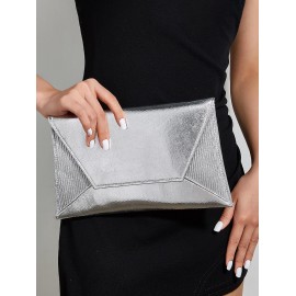 Women's Glitter Metallic Color Evening Party Envelope Clutch Bag