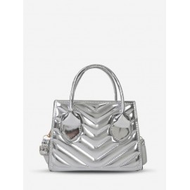 V-cut Topstitching Metallic Shine Sparkly Crossbody Bag