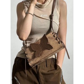 Women's Retro Y2K Butterfly Lace-up Shoulder Bag