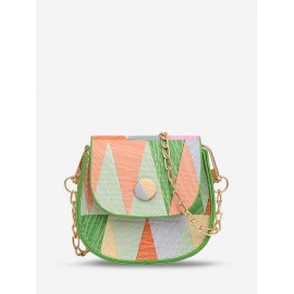 Geometric Pattern Flap Chain Strap Crossbody Bag