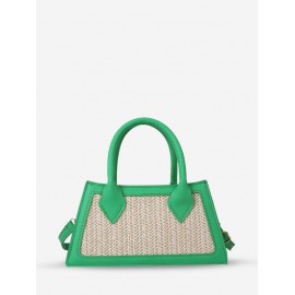 Beach Vacation Straw Panel Tote Crossbody Shoulder Bag