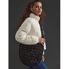 Women's Fashion Daily Solid Color Ruched Quilted Padded Puffer Design Bubble Textured Oversized Shoulder Cloud Bag