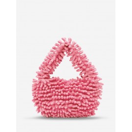 Women's Fashion Cute Style Daily Solid Candy Color Mini Fuzzy Fluffy Furry Textured Clutches Tote Bag