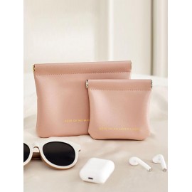 2Pcs Travel Opening and Closing Coin Purse Card Holder Headphone Pouch Power Charger Automatic Closure Cosmetic Bag