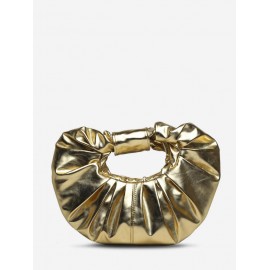 Women's Metallic Color Pleated Party Clutch Bag