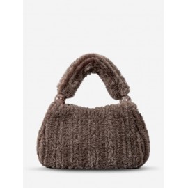 Women's Winter Solid Color Fluffy Faux Fur Tote Bag