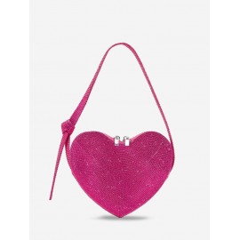 Women's Sweet Valentine's Day Shine Sparkly Rhinestones Decor Knot Design Heart Shape Mini Party Prom Evening Shoulder Bag