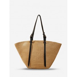 Vacation Beach Large Capacity Straw Raffia Shoulder Tote Bag