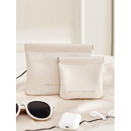 2Pcs Travel Opening And Closing Coin Purse Card Holder Headphone Pouch Power Charger Automatic Closure Cosmetic BagWhite